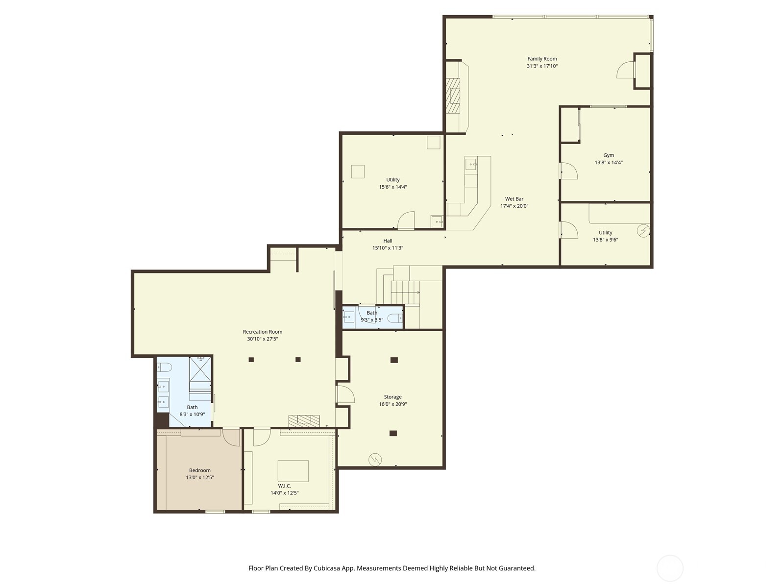 Daylight Basement.  2 rec rooms, gym, storage, 5th bedroom.