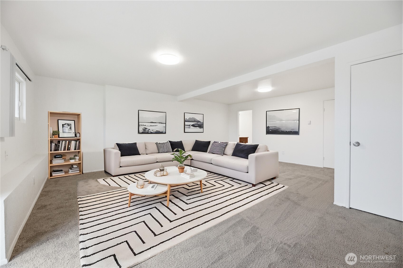 Virtually staged as second living space.