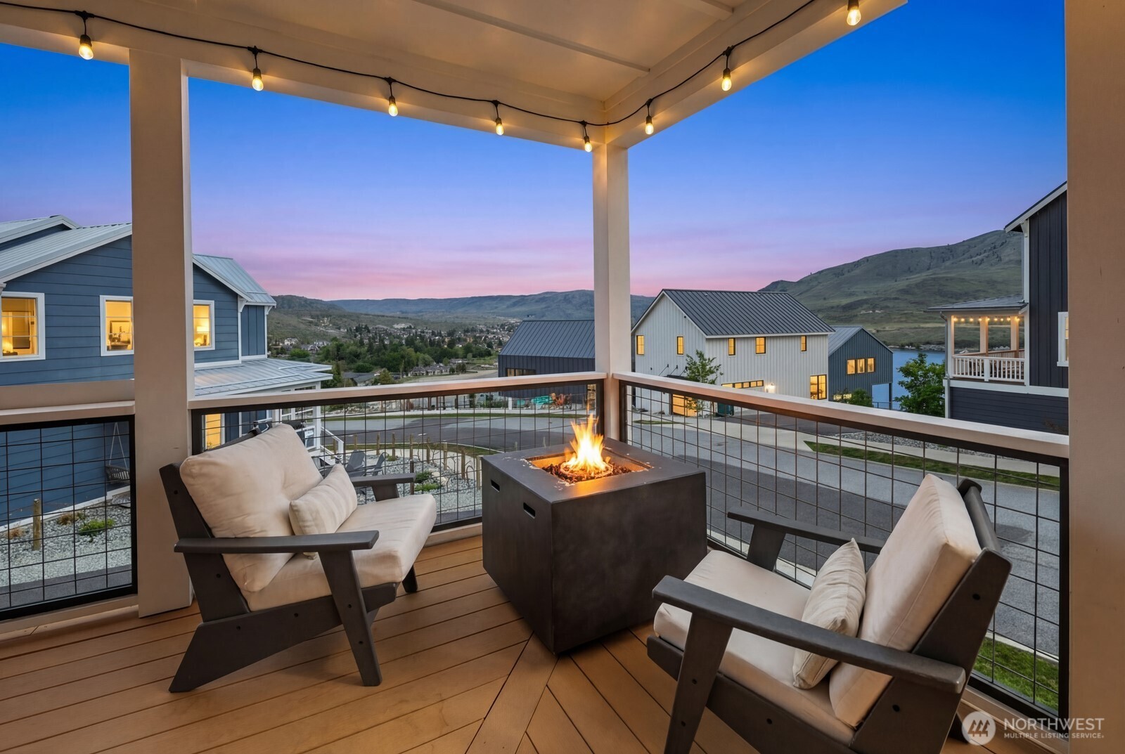 View deck with firepit