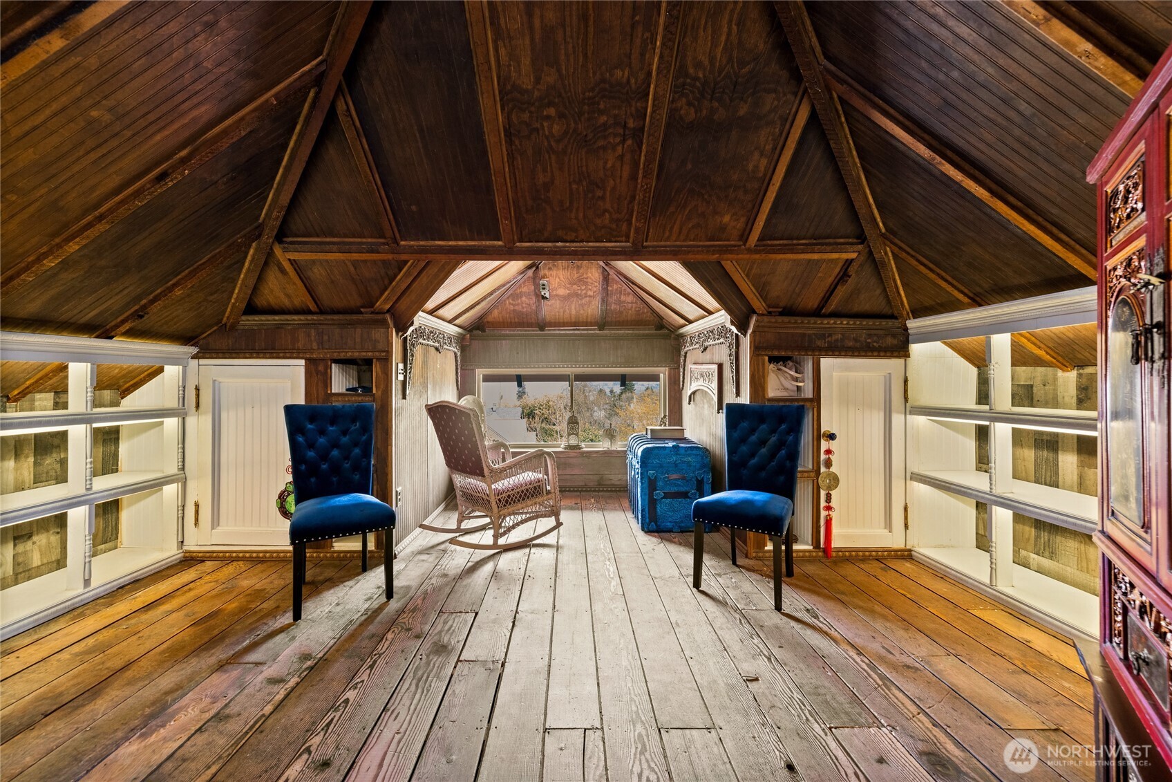 Third-floor attic is semi-finished with mini-split system & offers partial Sound view.