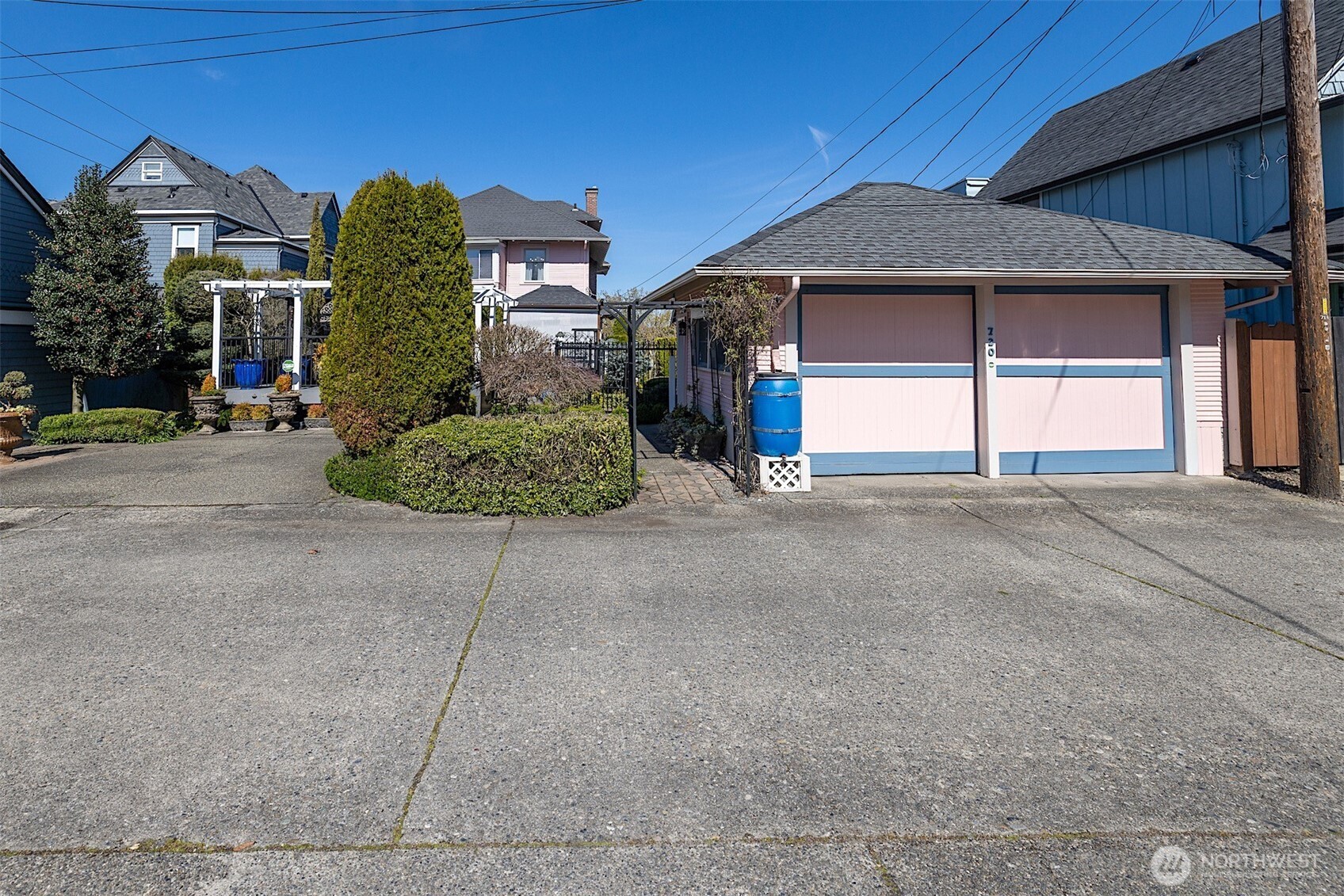 Detached 2-car garage with alley access and off street parking