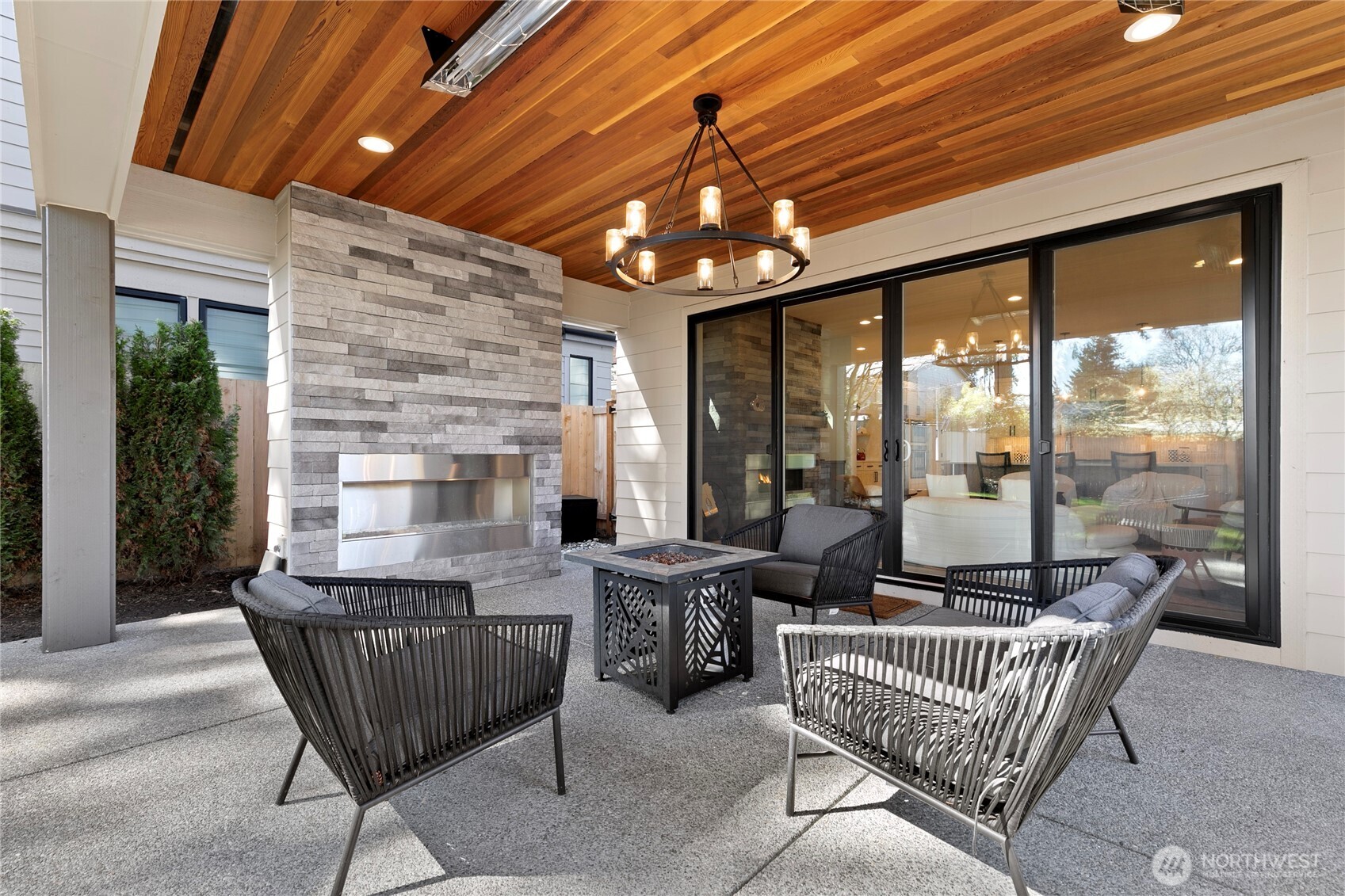 Heated patio with gas fireplace
