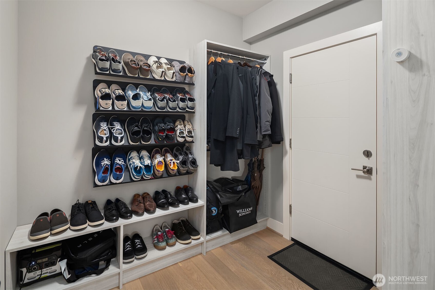 Custom built-in storage off the garage