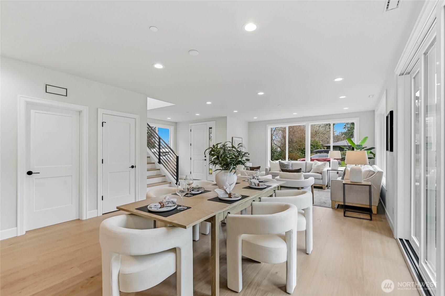 Appliance placement lends itself to minimal clutter in the kitchen.k
