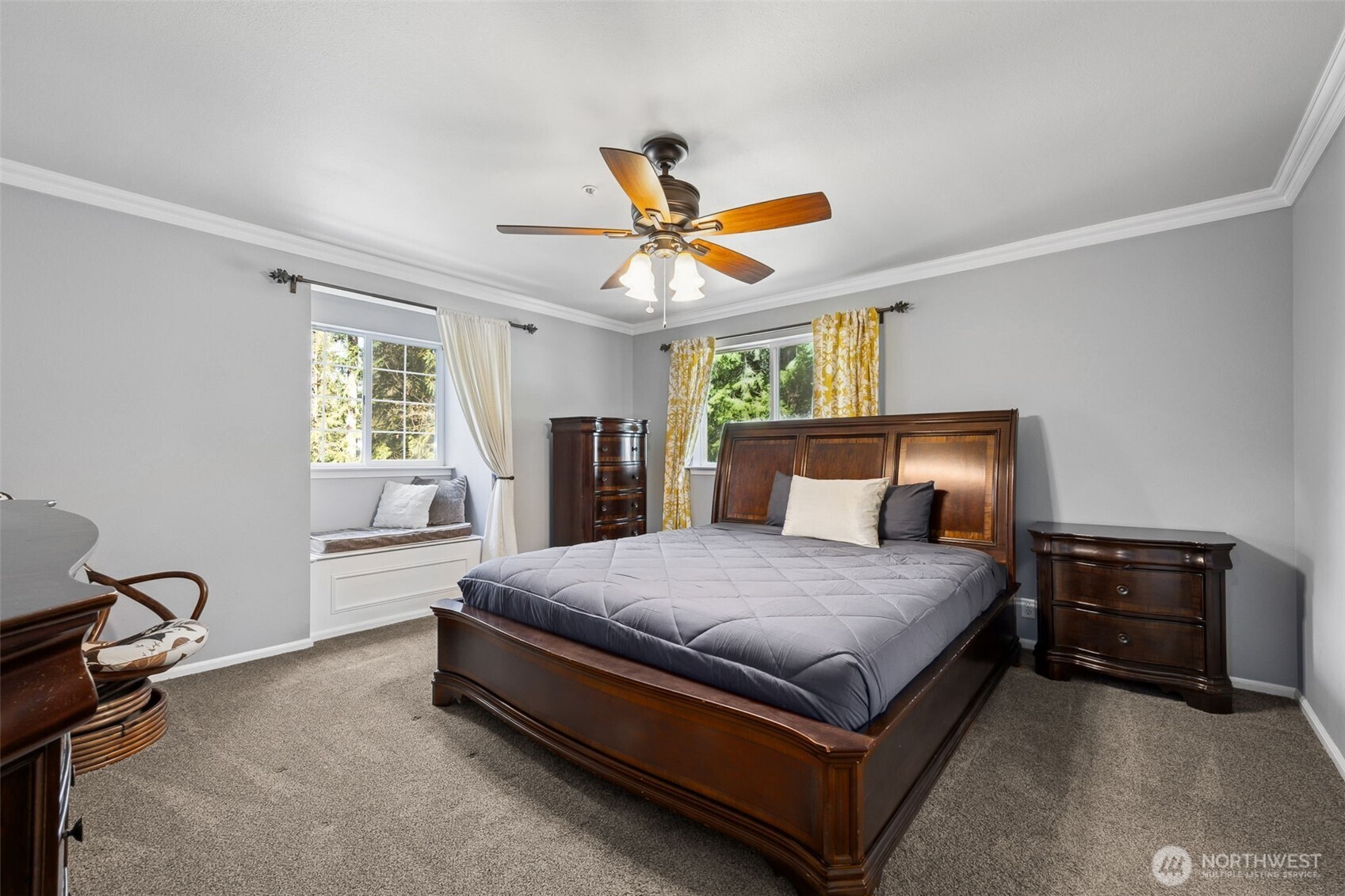 A serene and spacious primary retreat, perfect for relaxation and privacy.