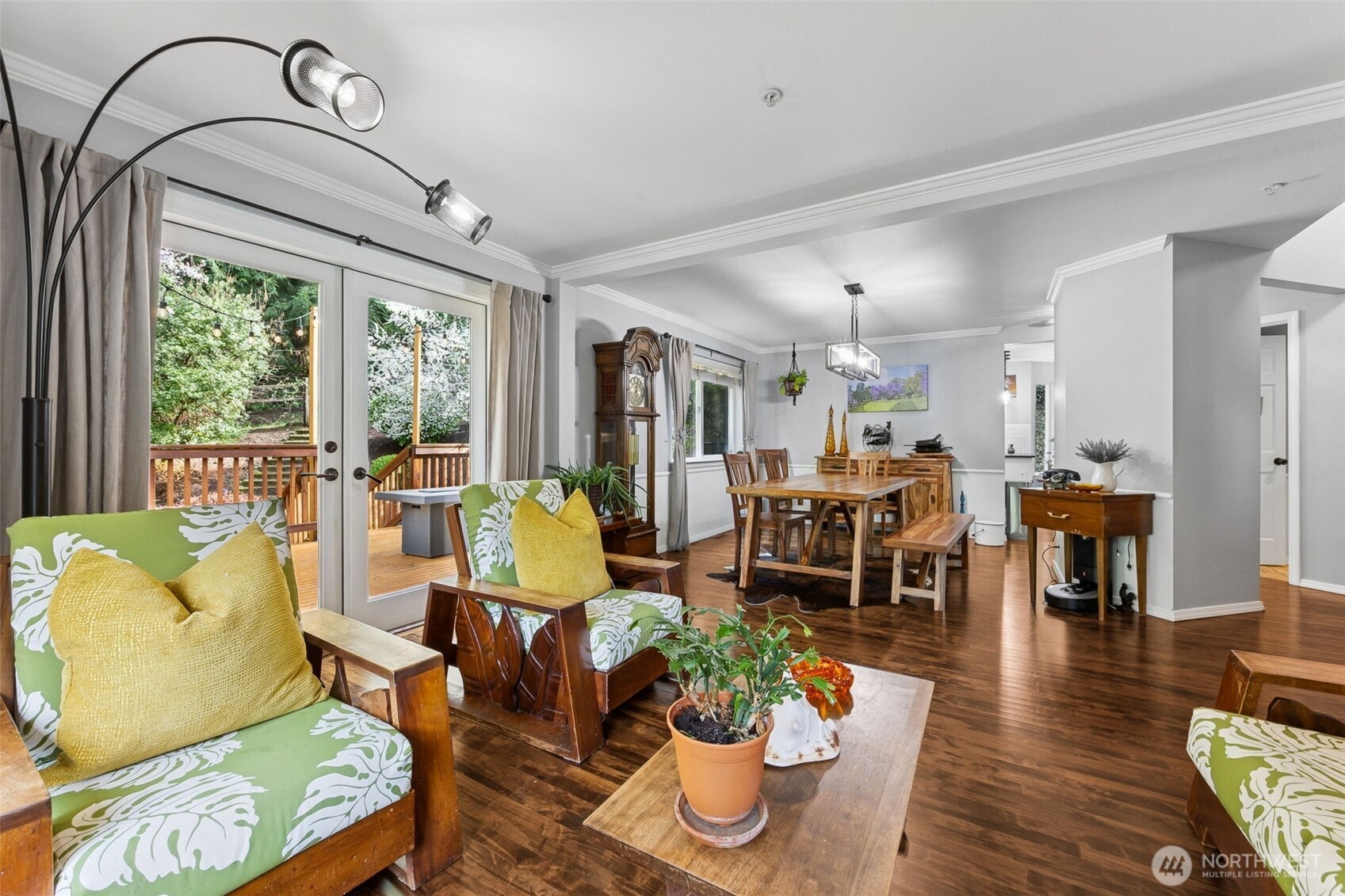 Seamless indoor-outdoor flow leads from the lounge to an expansive deck, perfect for entertaining guests.