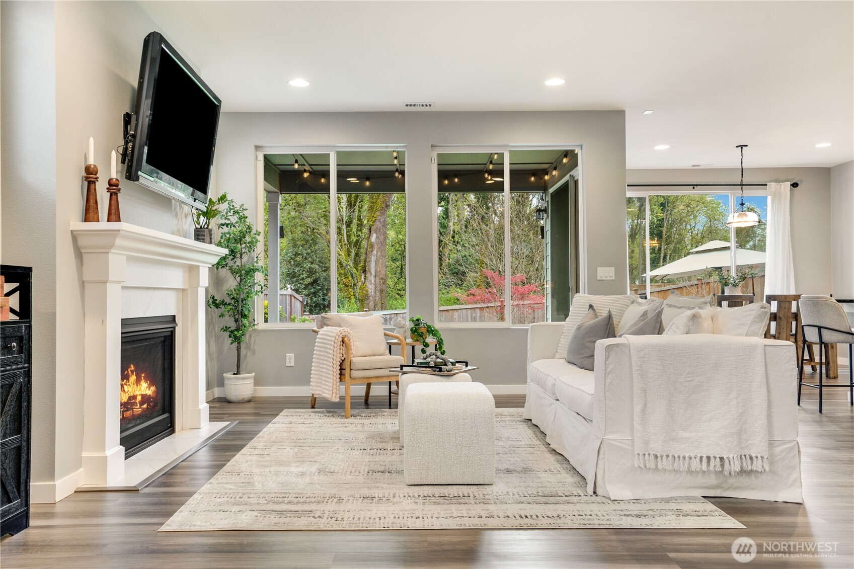 Gas Fireplace, LVP flooring throughout the main floor.
