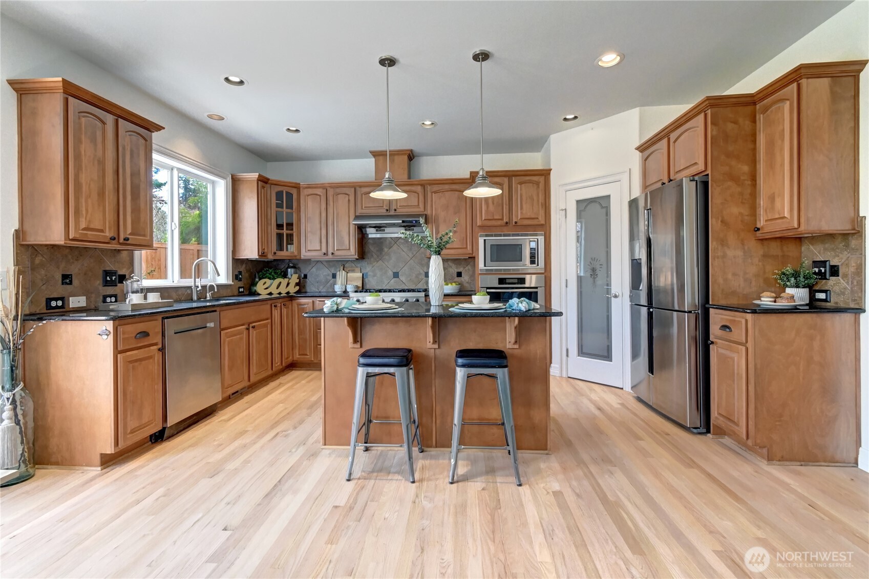 Newly refinished hardwood flooring