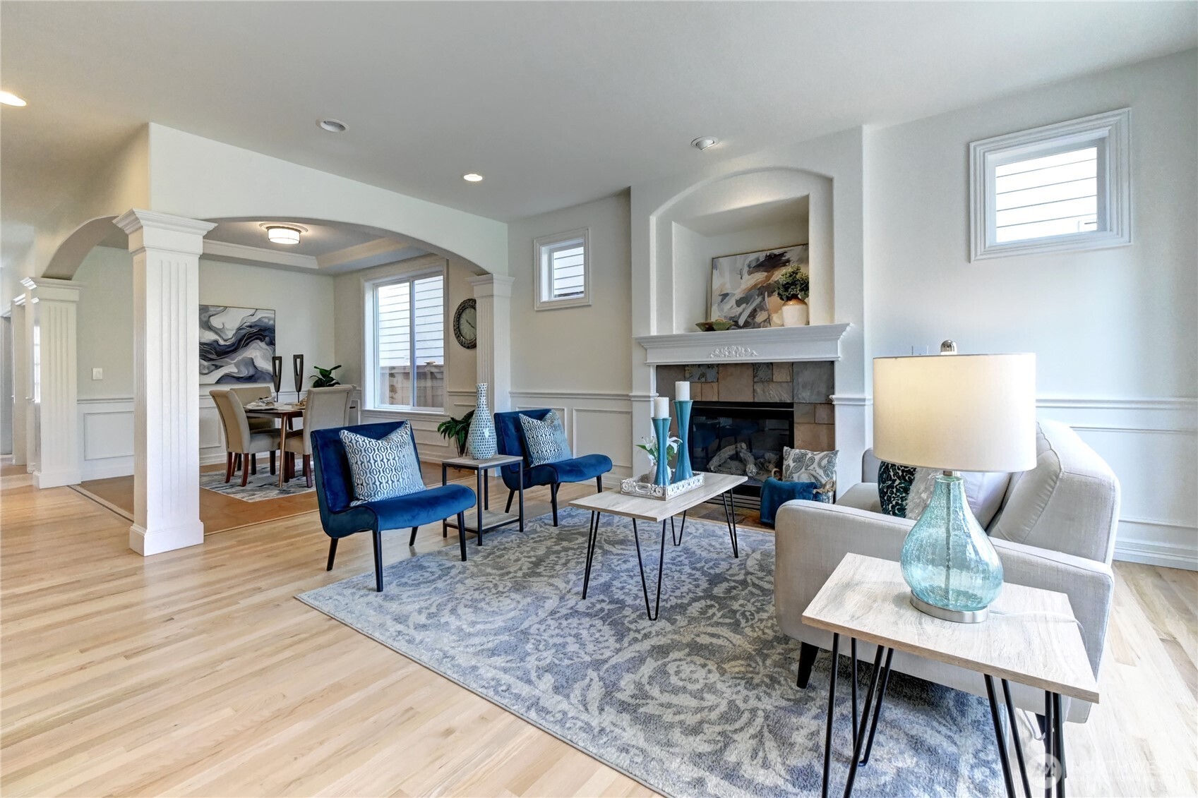 Open Floorplan with Great Room and Dining Room off the Kitchen.