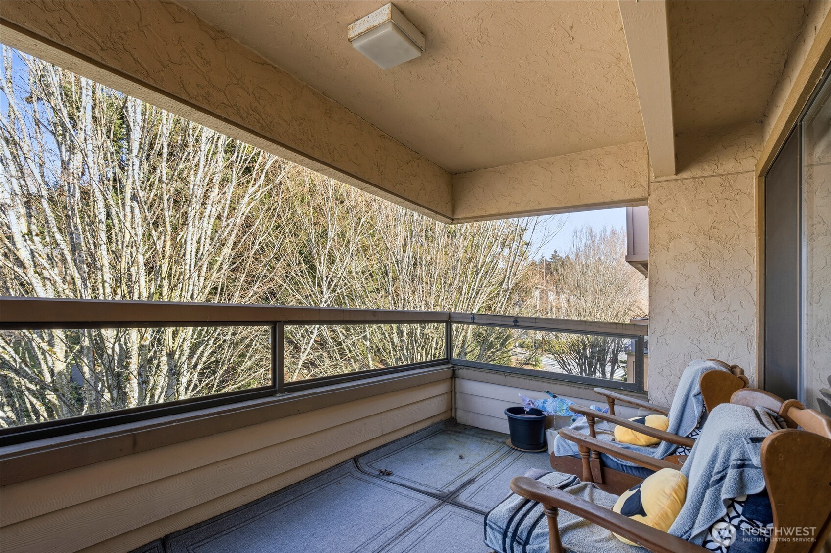 Private Covered Balcony with Park View