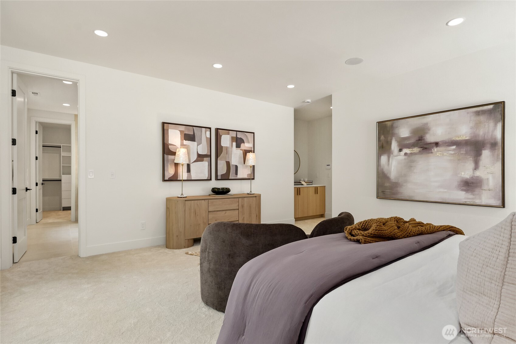Walk-In Closet with Custom Built-Ins, Bar Cabinet