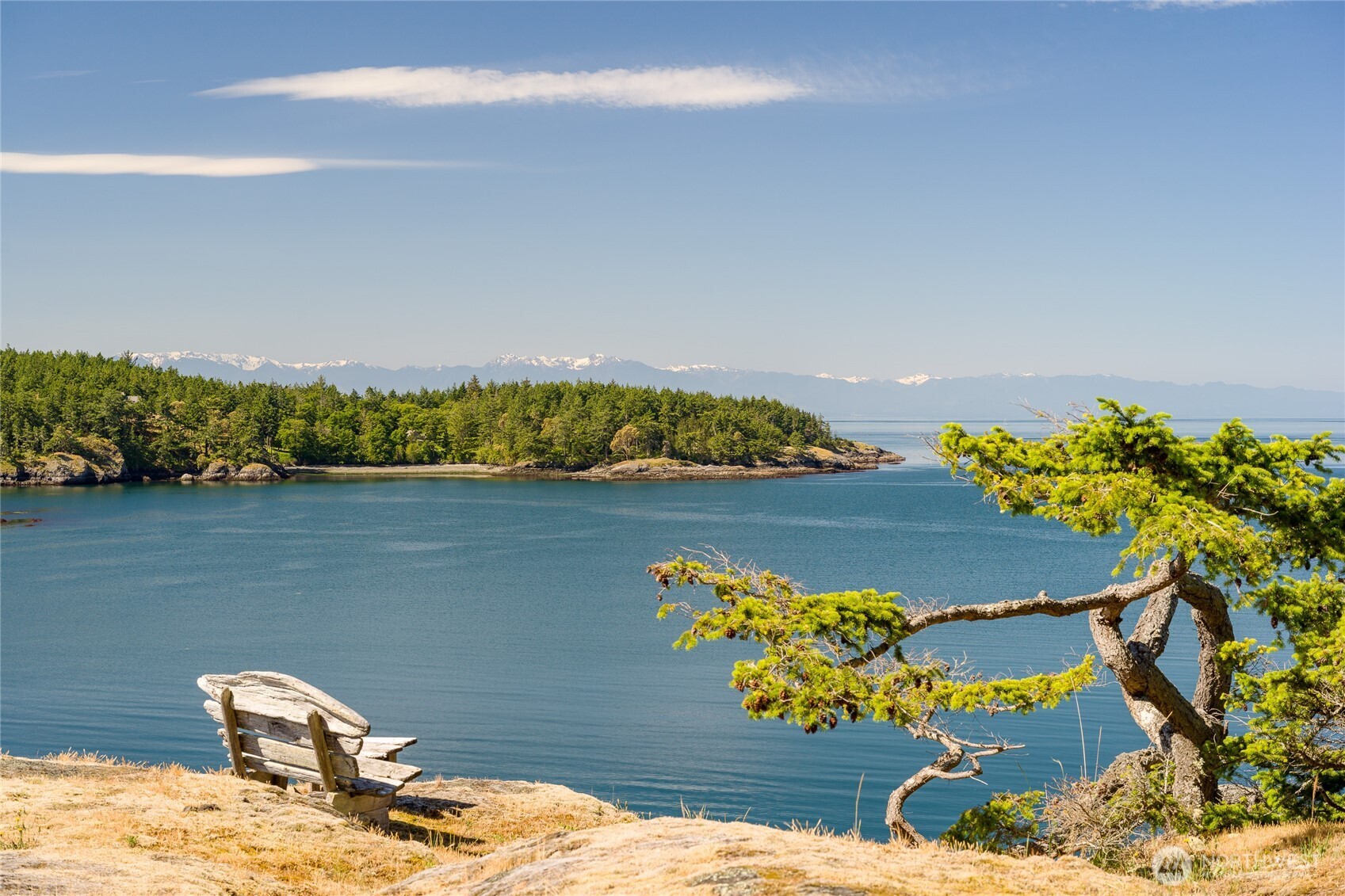 This distinctive home overlooks MacKaye Harbor all the way to the Olympic Mountains.  This view is what makes this location so special.