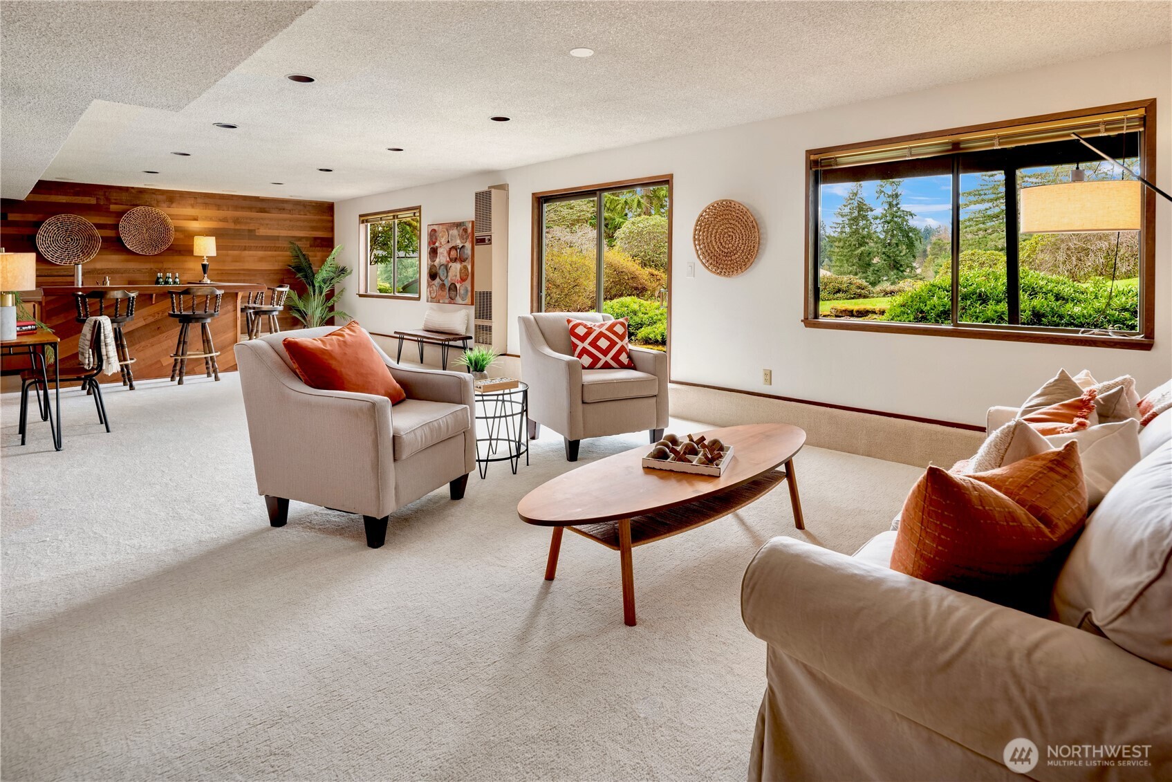 Fantastic lower level, with new carpet, patio access and just steps to the backyard.