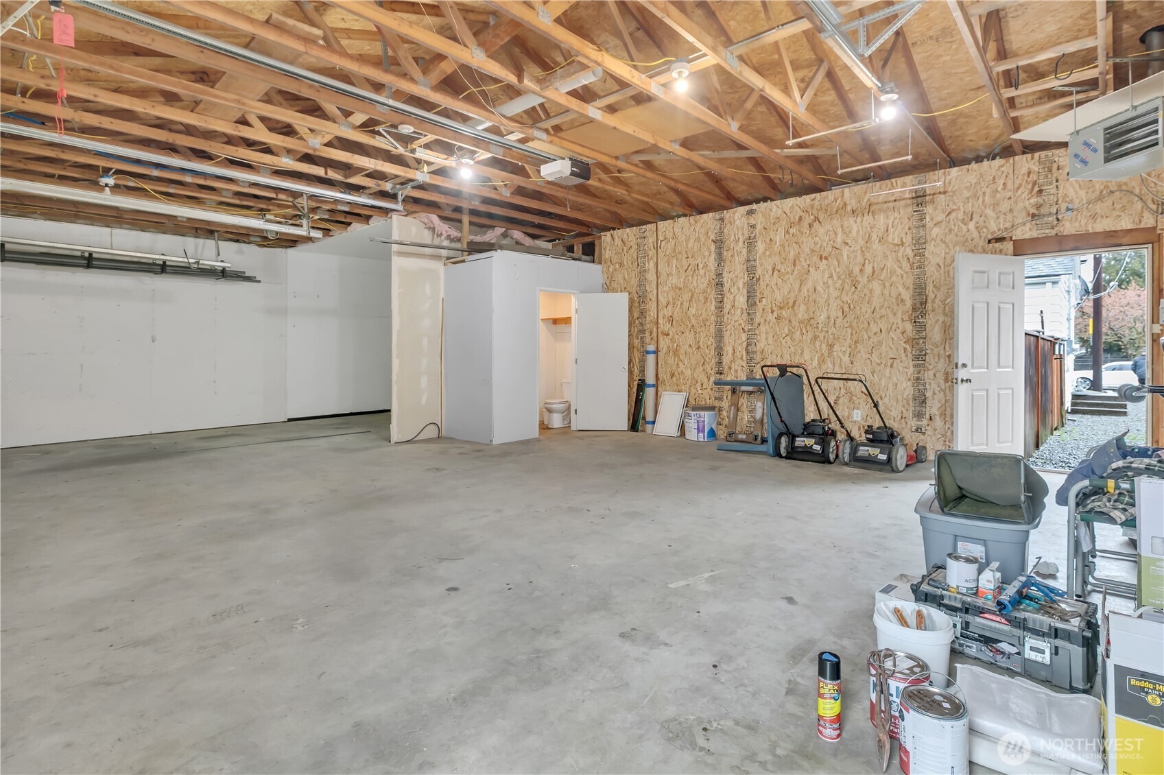 Large 1050 square ft heated garage.