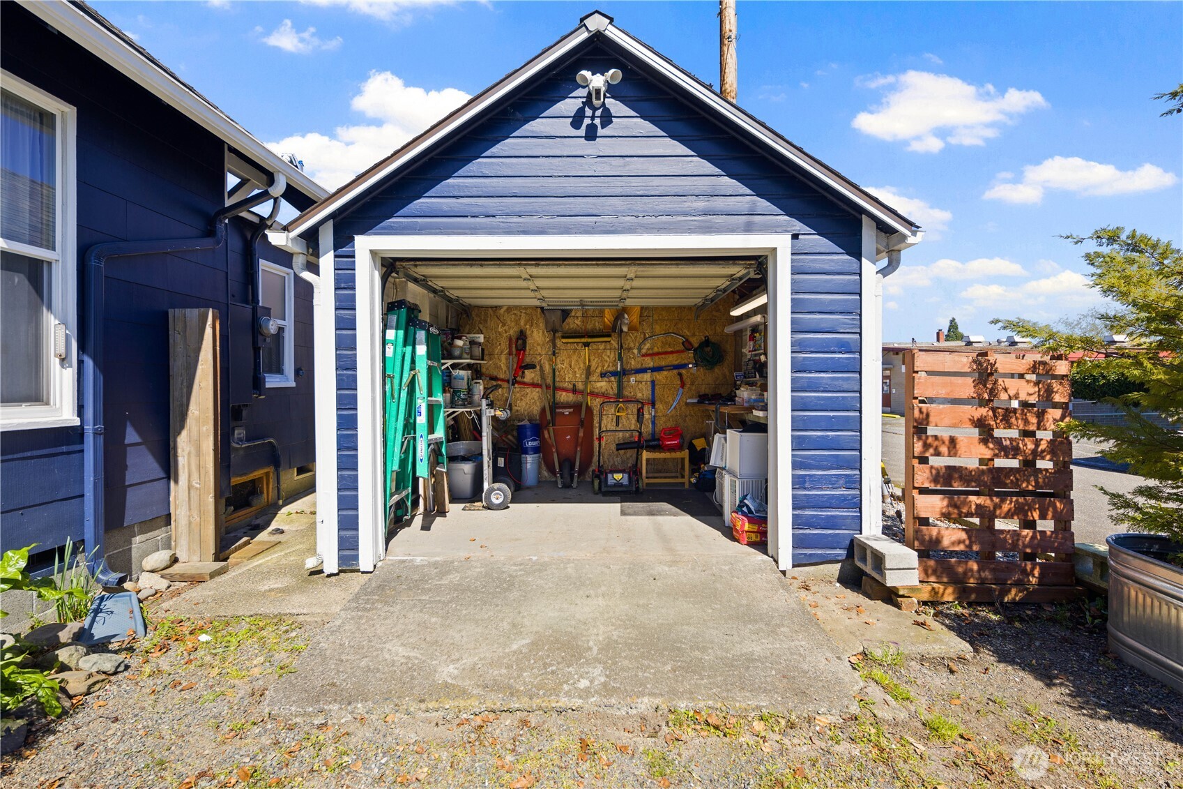 Front half of garage, ride your mower right inside