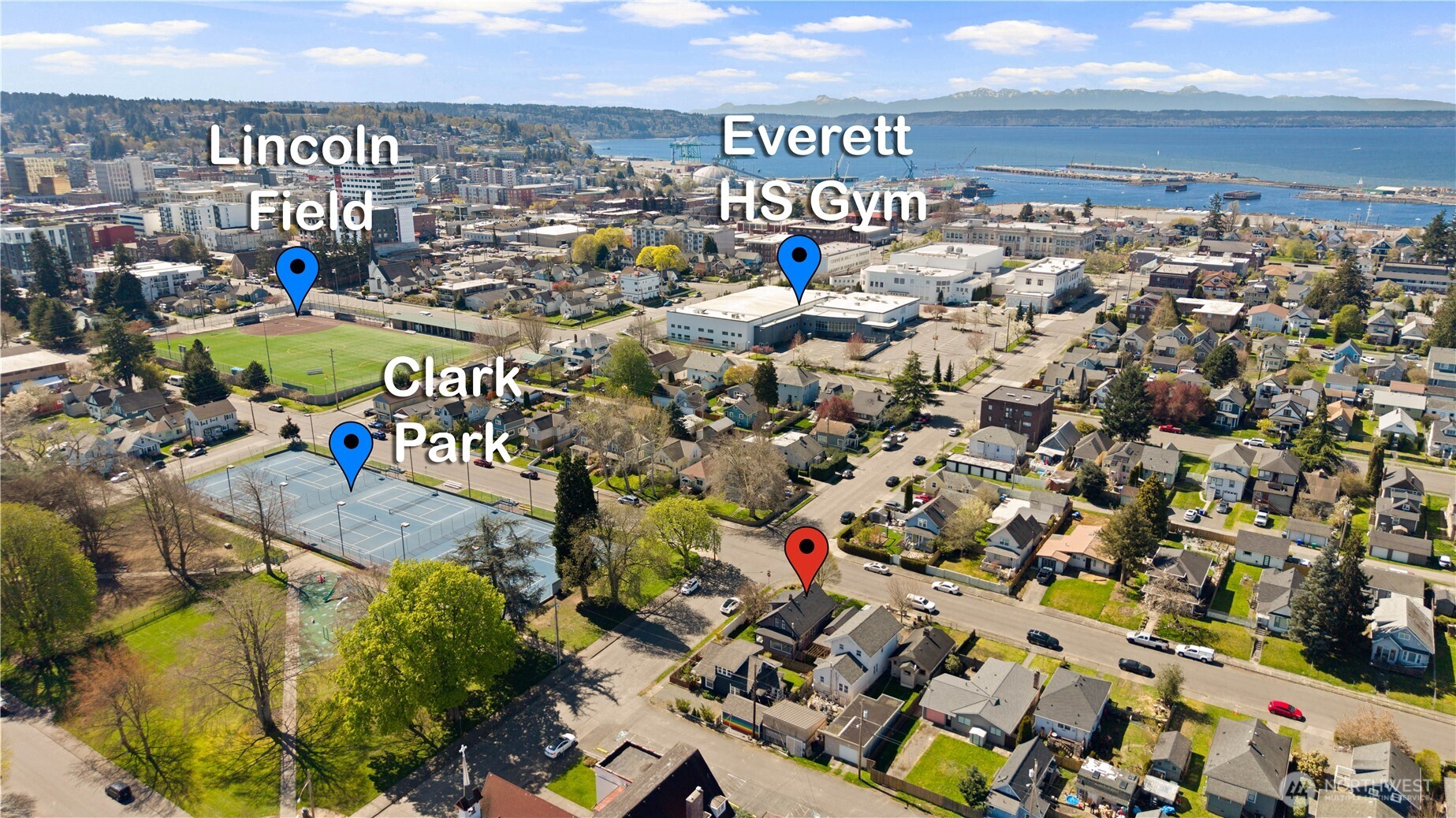 Neighboring sports fields and high school