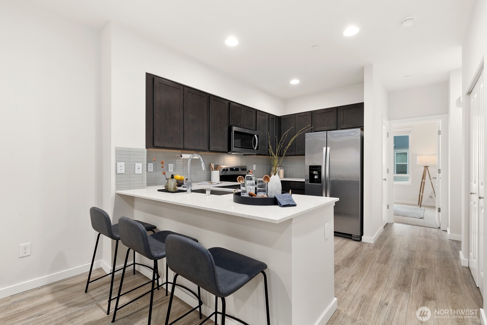 Breakfast bar offers additional seating.