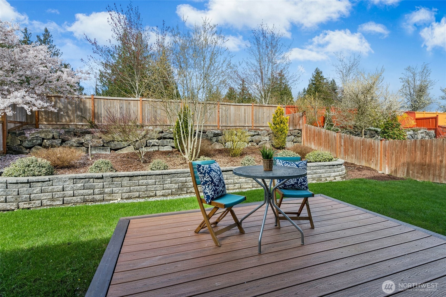 Low maintenance, private backyard