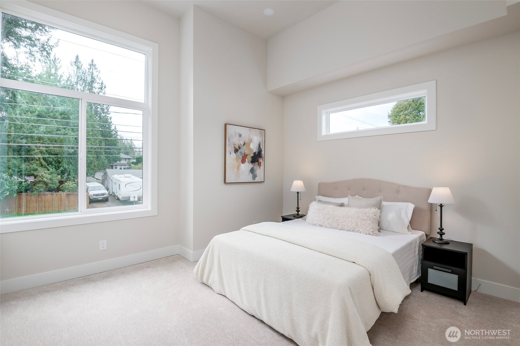 Second floor three-quarter bath tucked away on the second floor finished with modern touches.