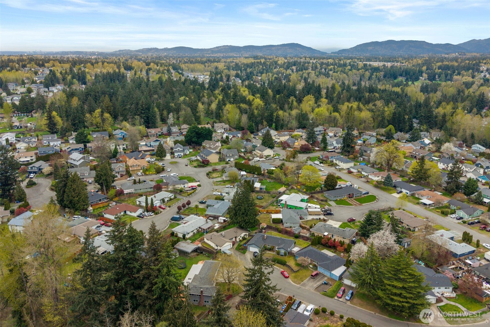 Overhead view of the surrounding area