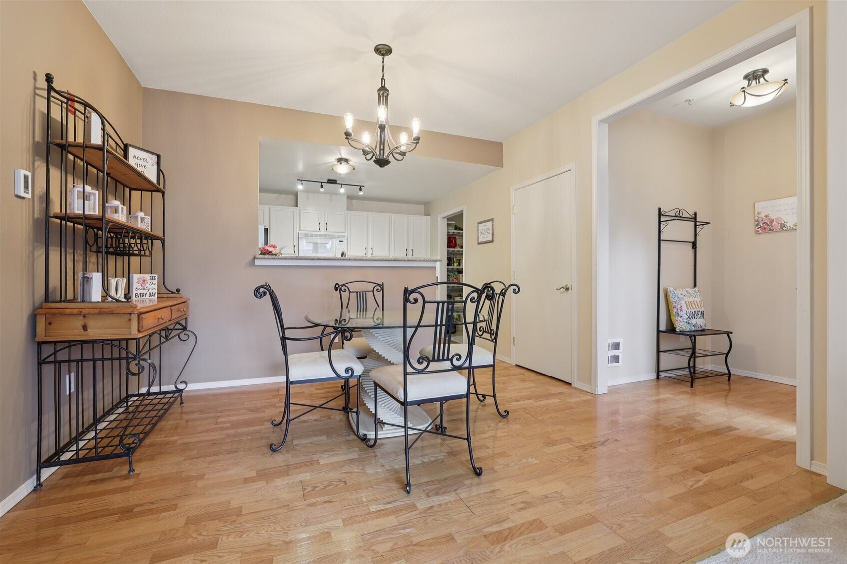 Open concept from kitchen through dining to the living room