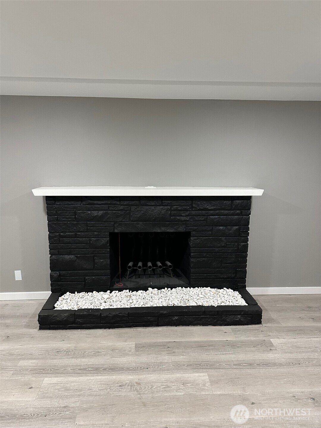 As you walk in, here is the wood burning stove