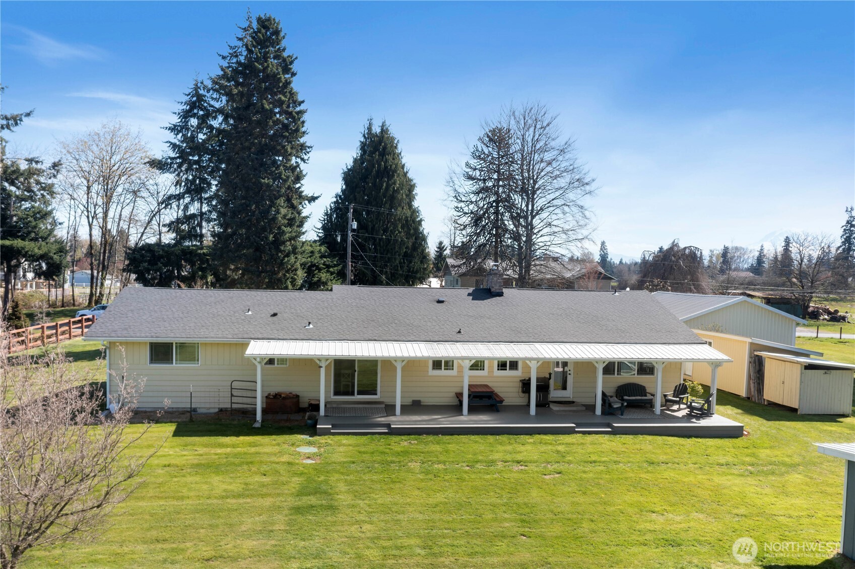Dog run to the left of back porch.