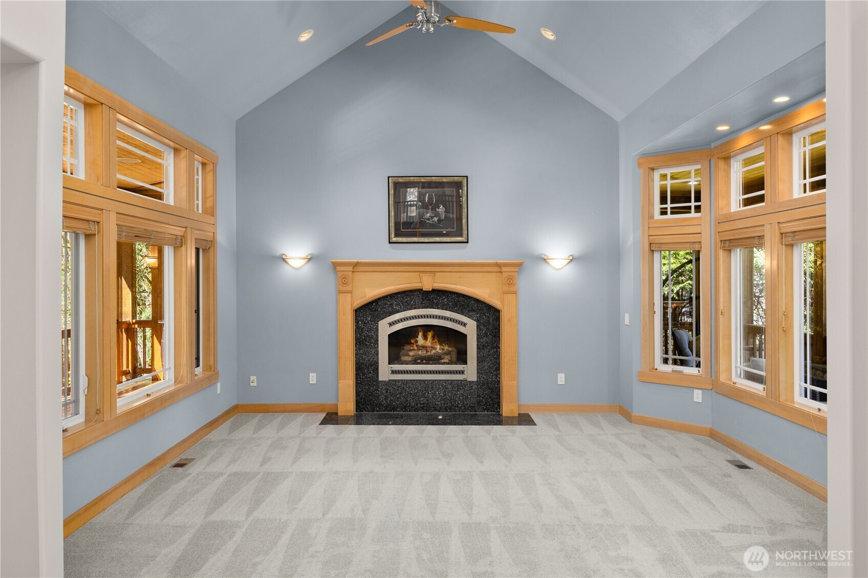 Fabulous Family rm with new carpet, paint, and gas fireplace