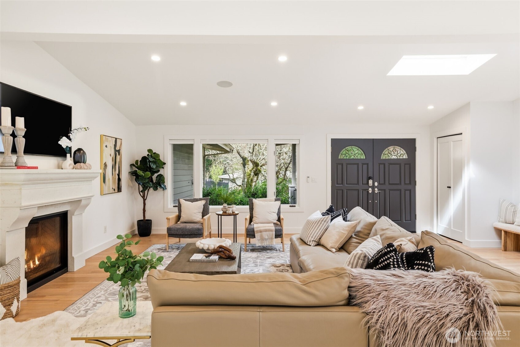 Light-filled living space with vaulted ceilings and open layout