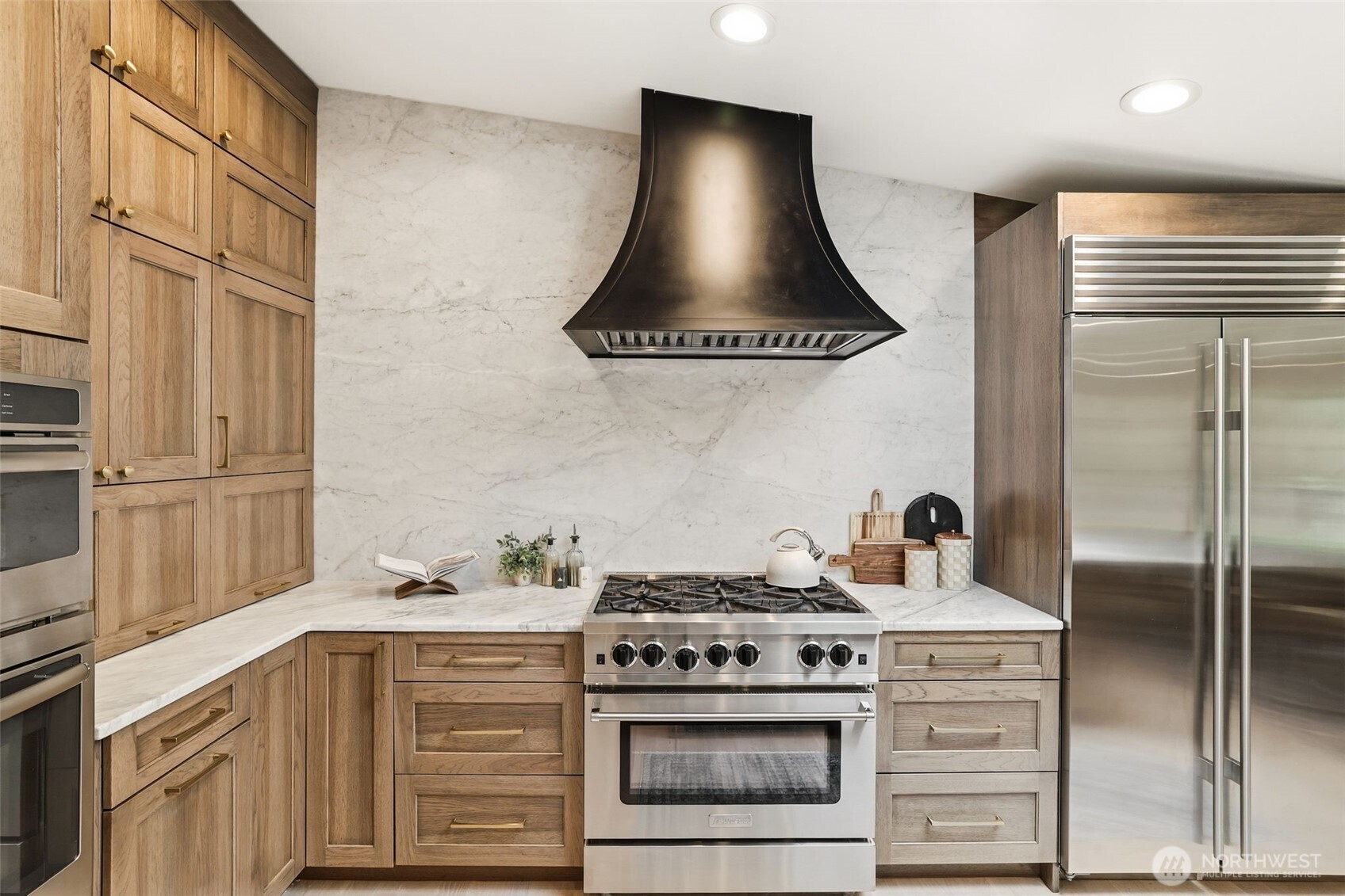 Chef’s kitchen featuring BlueStar range and custom cabinetry