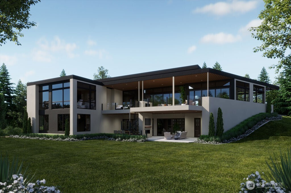 Rear elevation of custom-designed home (in permitting, plans included in purchase price)