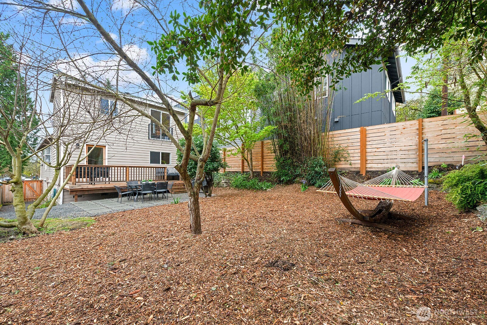 Rear yard view shows an exterior view of the second story addition.