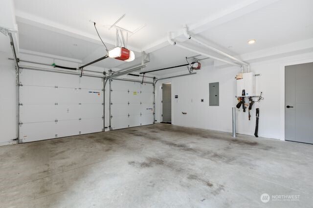 Spacious garage with a storage room