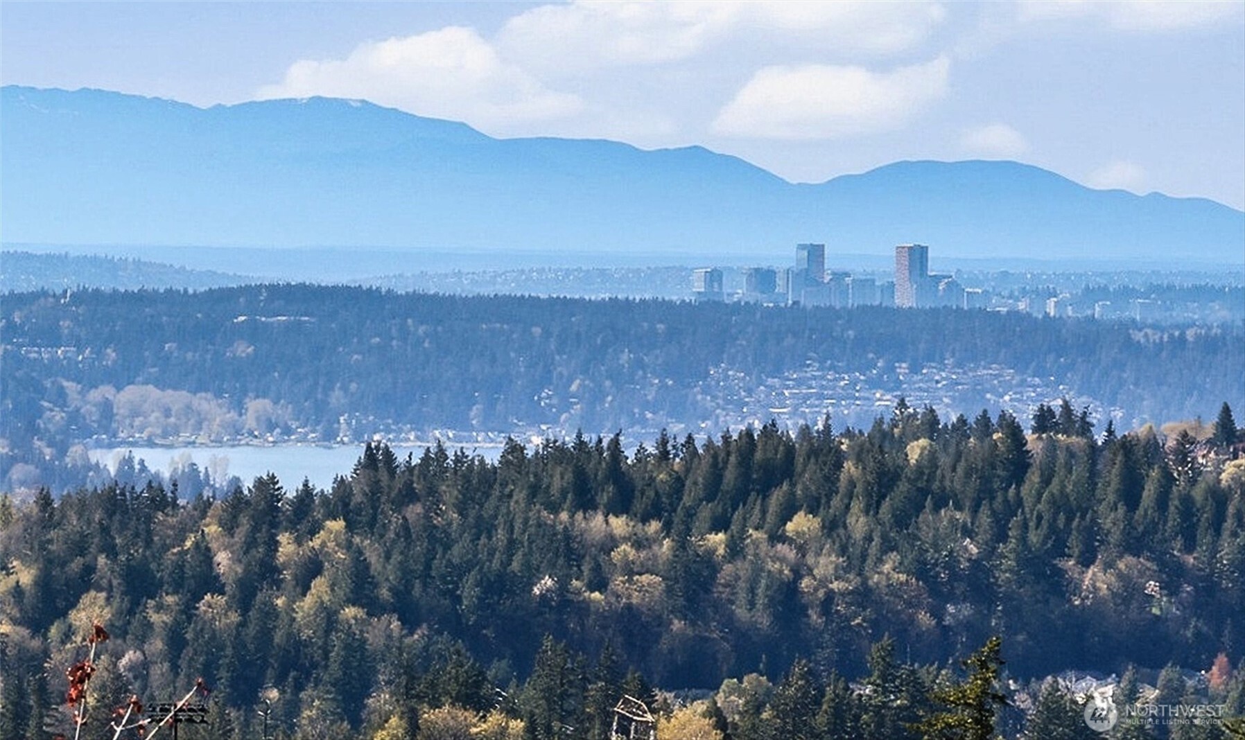 Views of Downtown Bellevue & lake Sammamish.