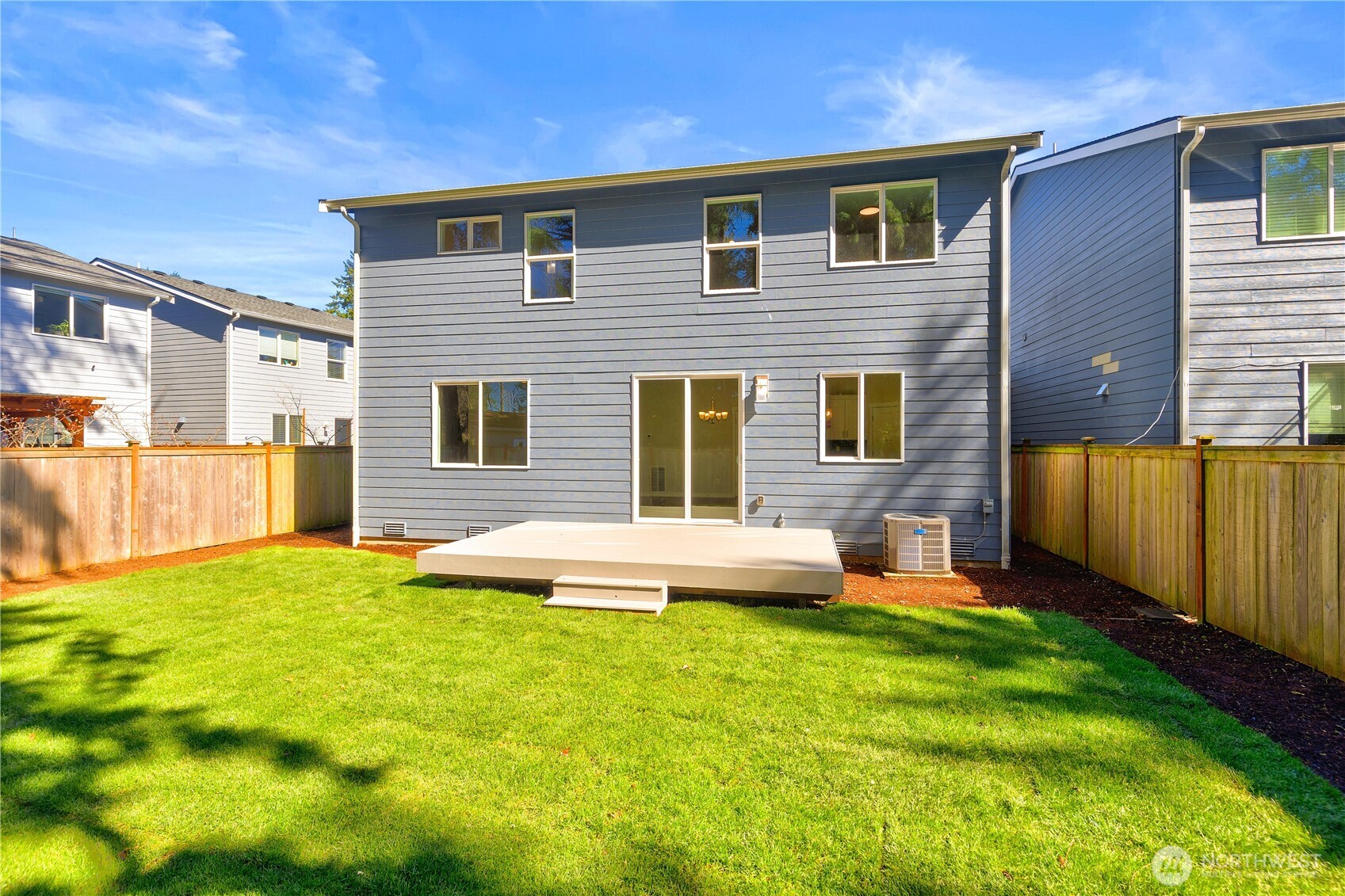 Backyard and sunny back deck