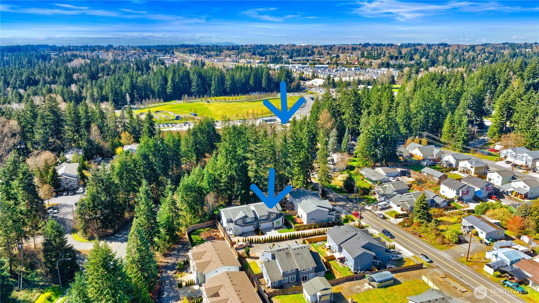 Lower Arrow is Home and upper Arrow shows McCollum park and adjacent Park and Ride serves as a transportation Hub