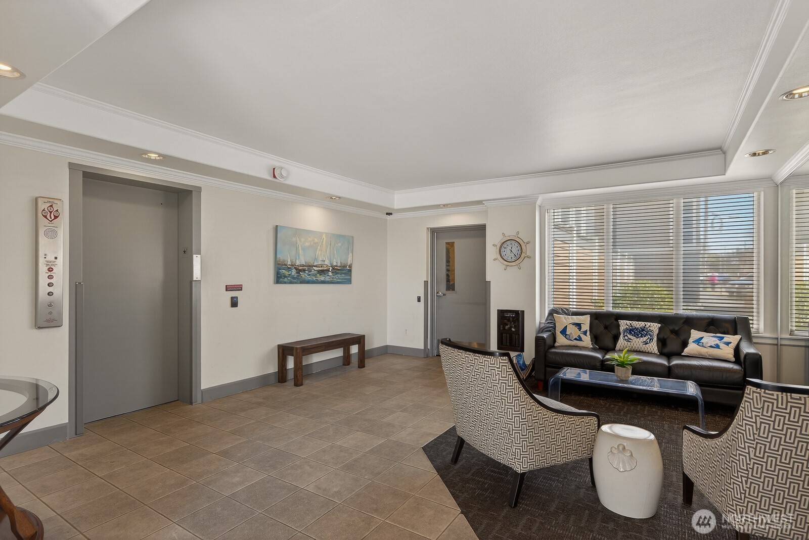 Comfortable updated lobby to great guest.