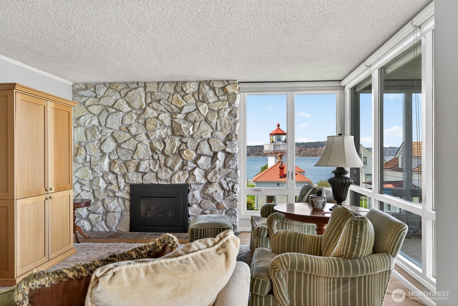 Gas fireplace in living room to keep you comfortable.