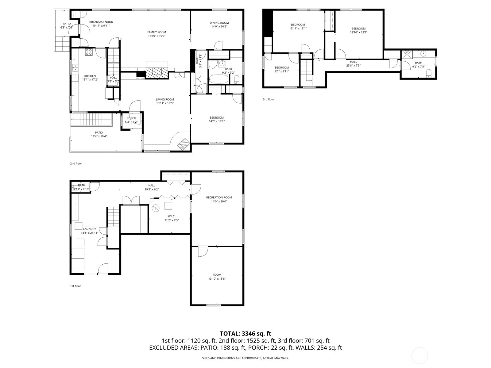 All three floors of the house