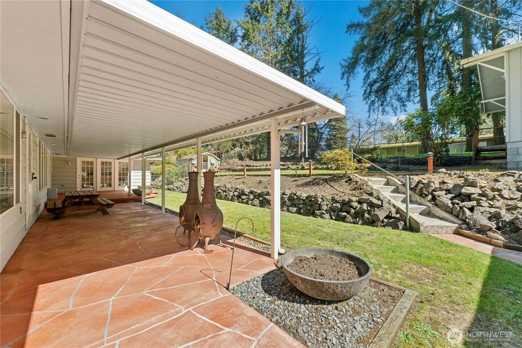 Spacious Stamped Patio off Family Room