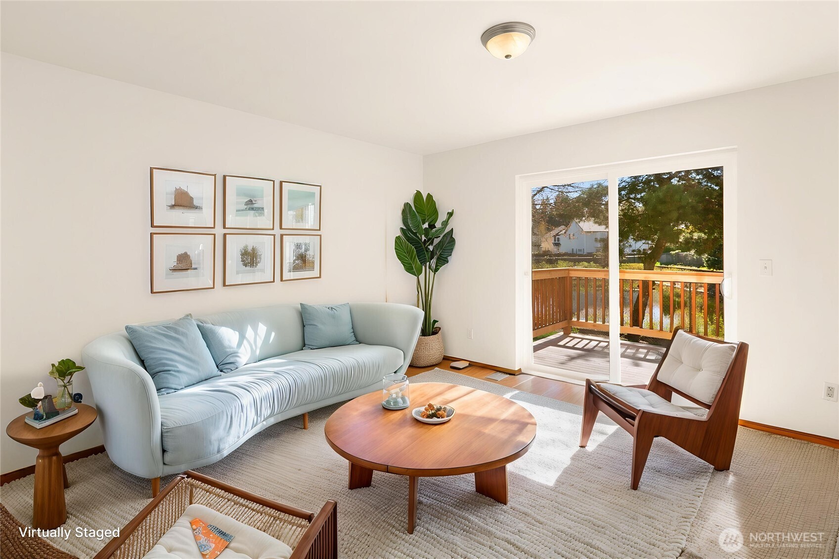 Downstairs family room with sliders out deck and back yard.