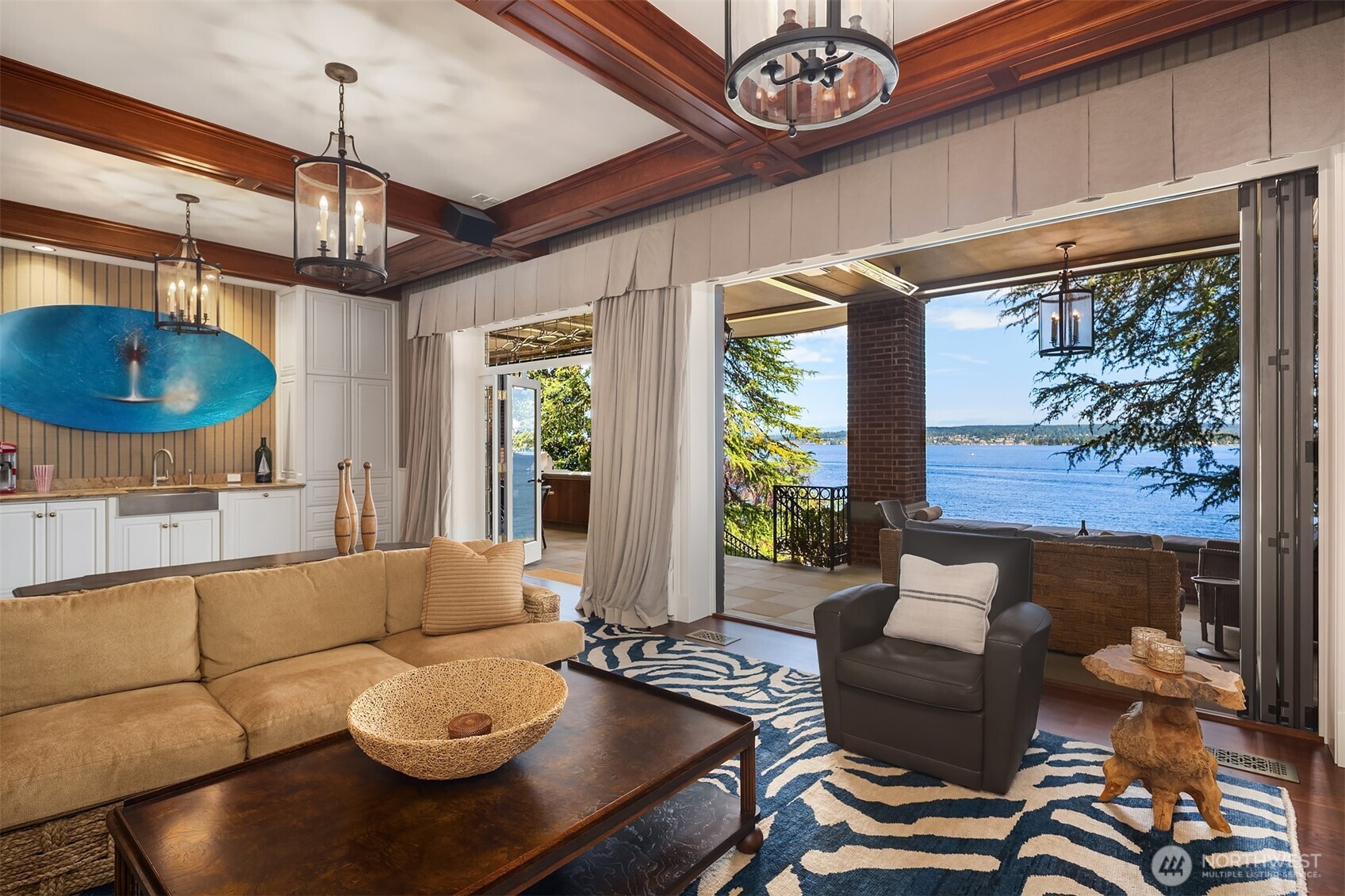 Lower level recreation room perfect for indoor and outdoor entertaining.