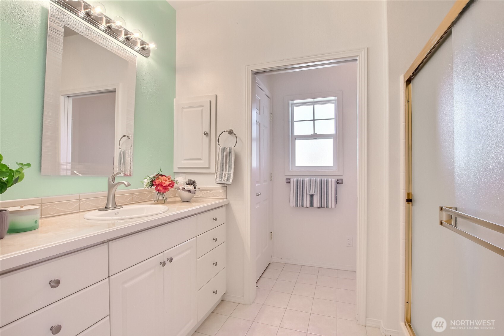 Primary ensuite with step in shower