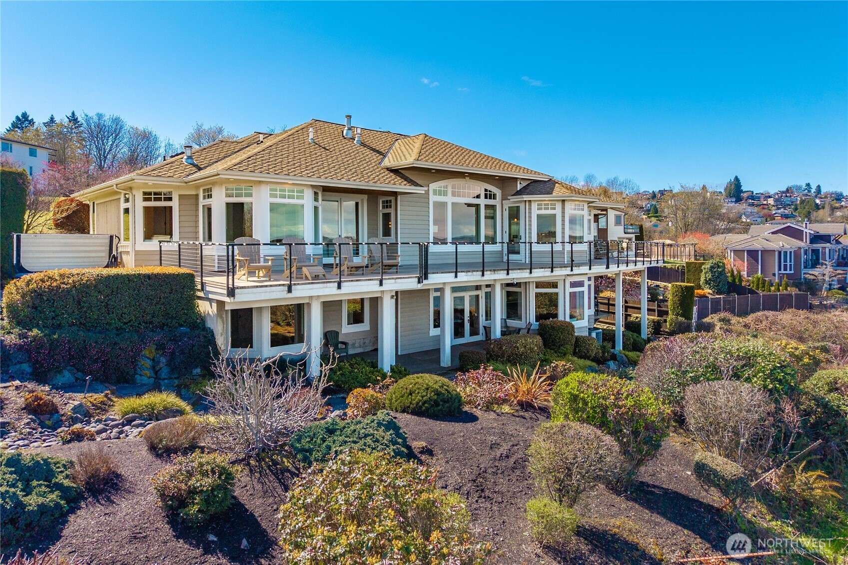 This spectacular Sound view home is a rambler with a daylight basement
