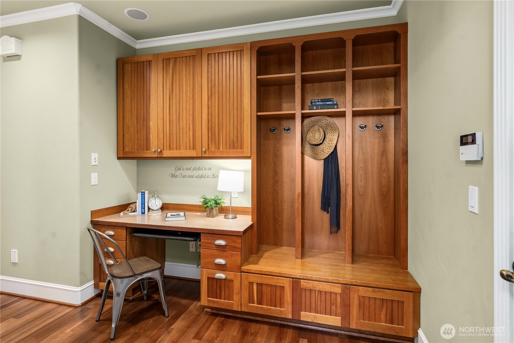 Built ins as you enter from the garage