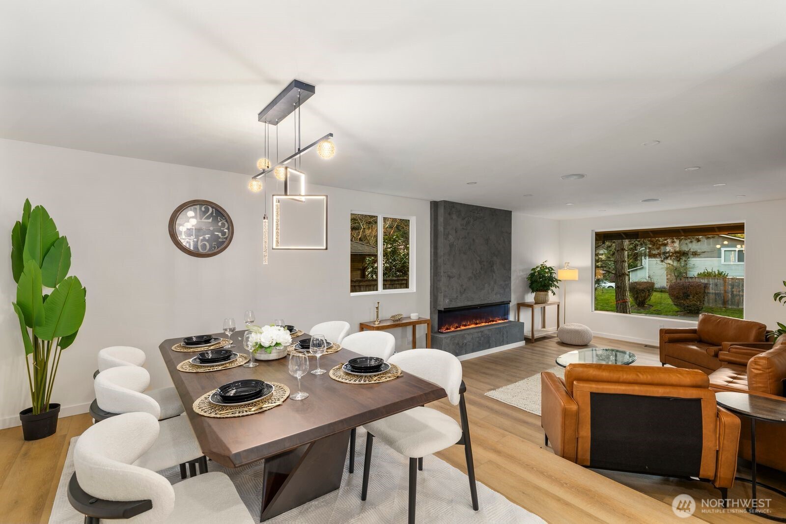 Dining area + living room