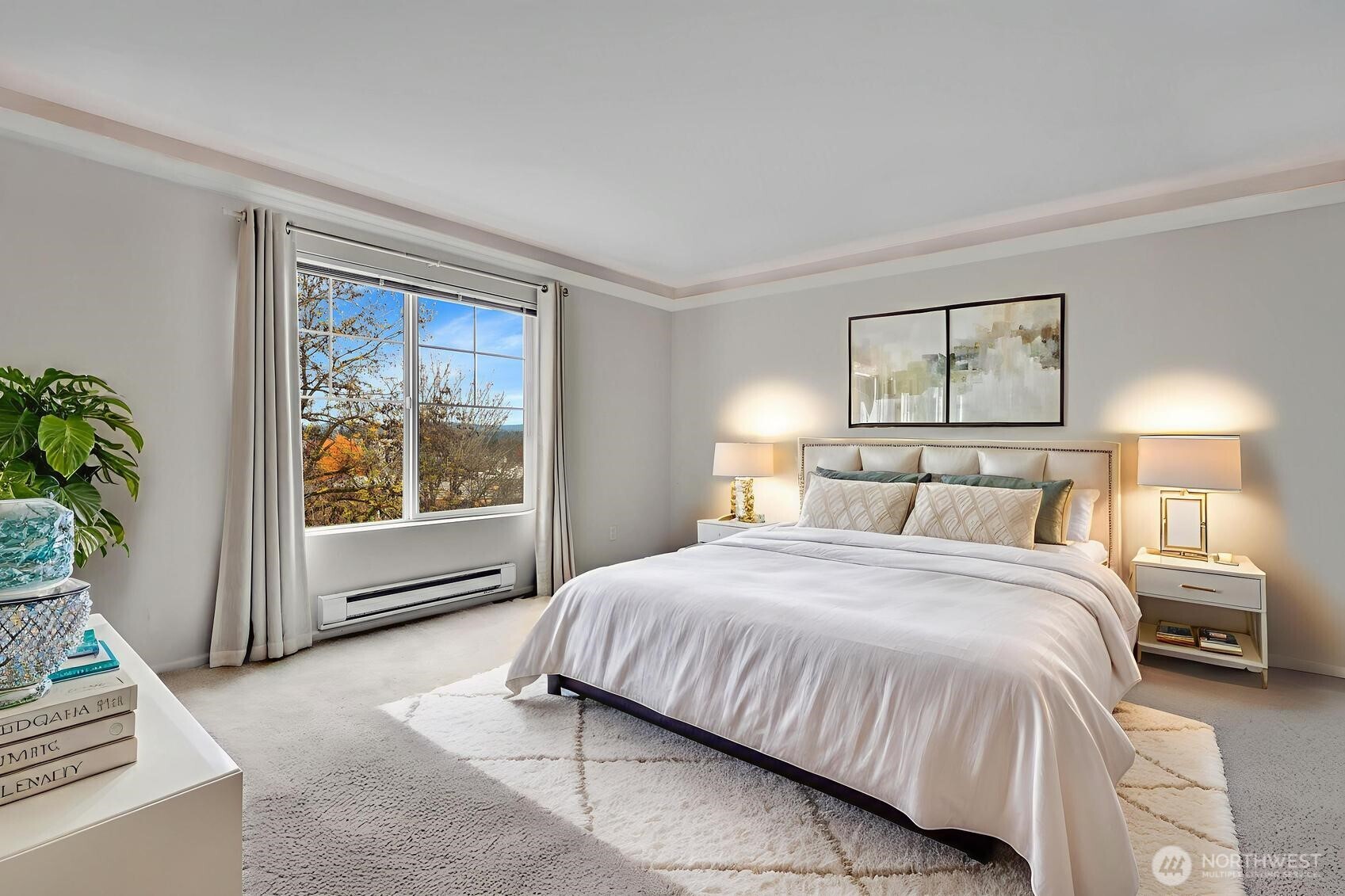 Primary bedroom virtually staged.