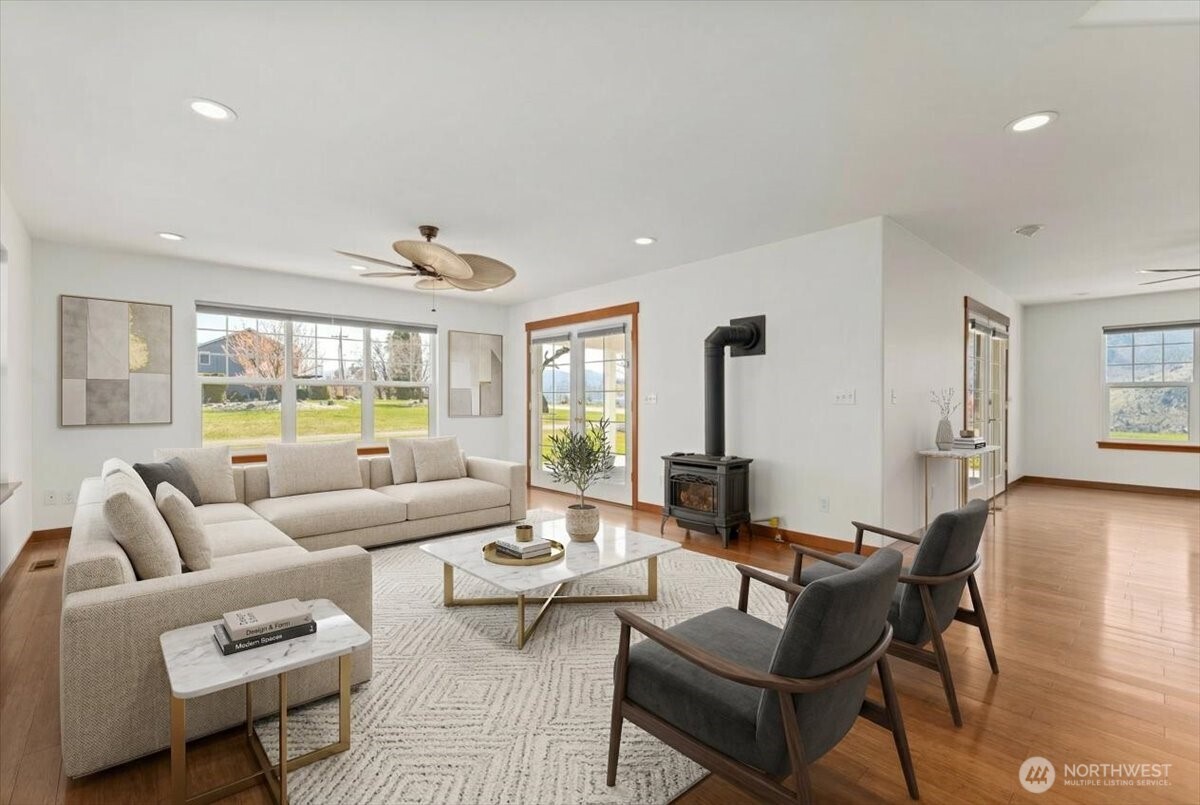 Virtually Staged Airy flowing living room