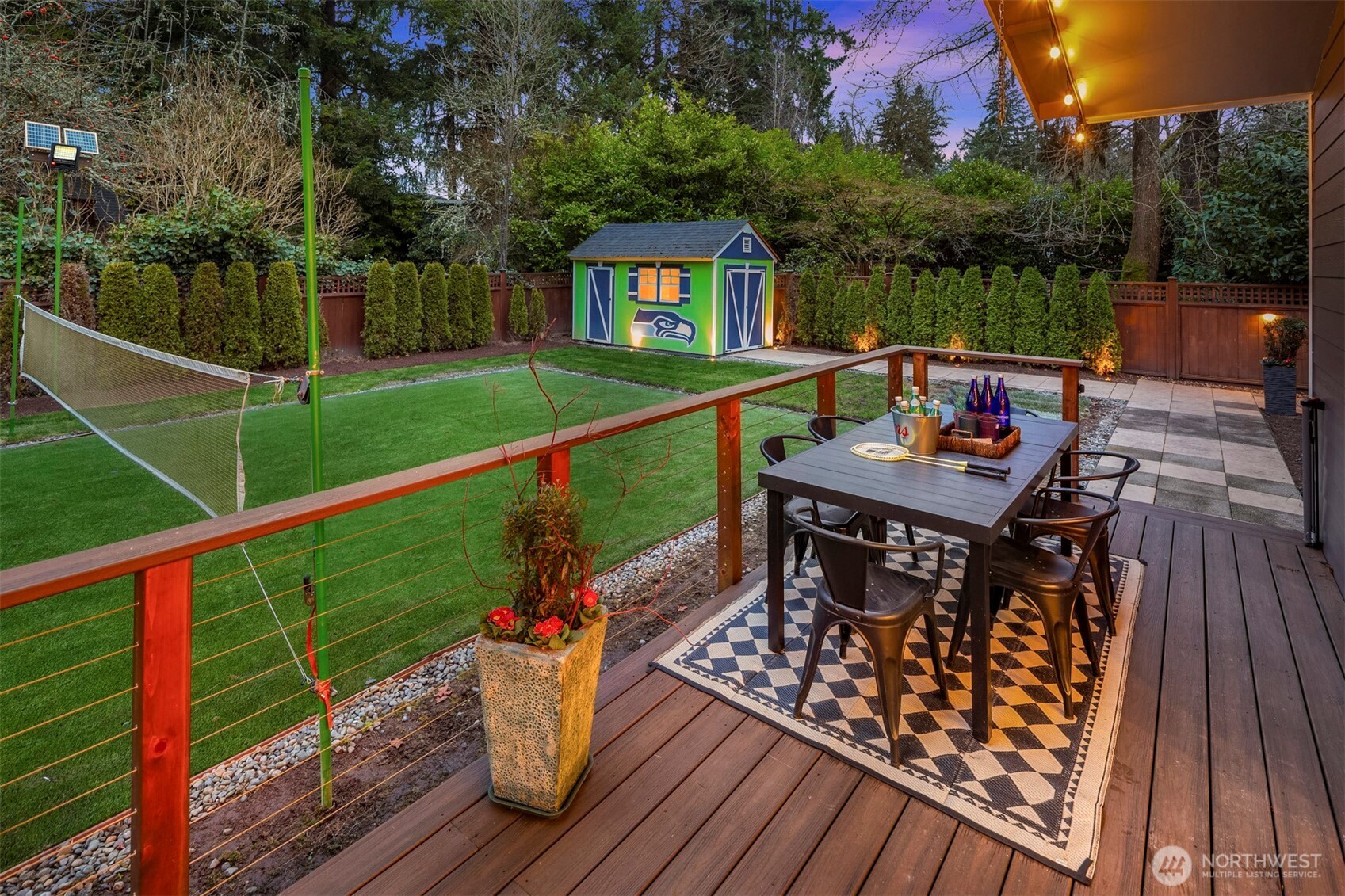 lighted sports court—ideal for evening games and outdoor fun.