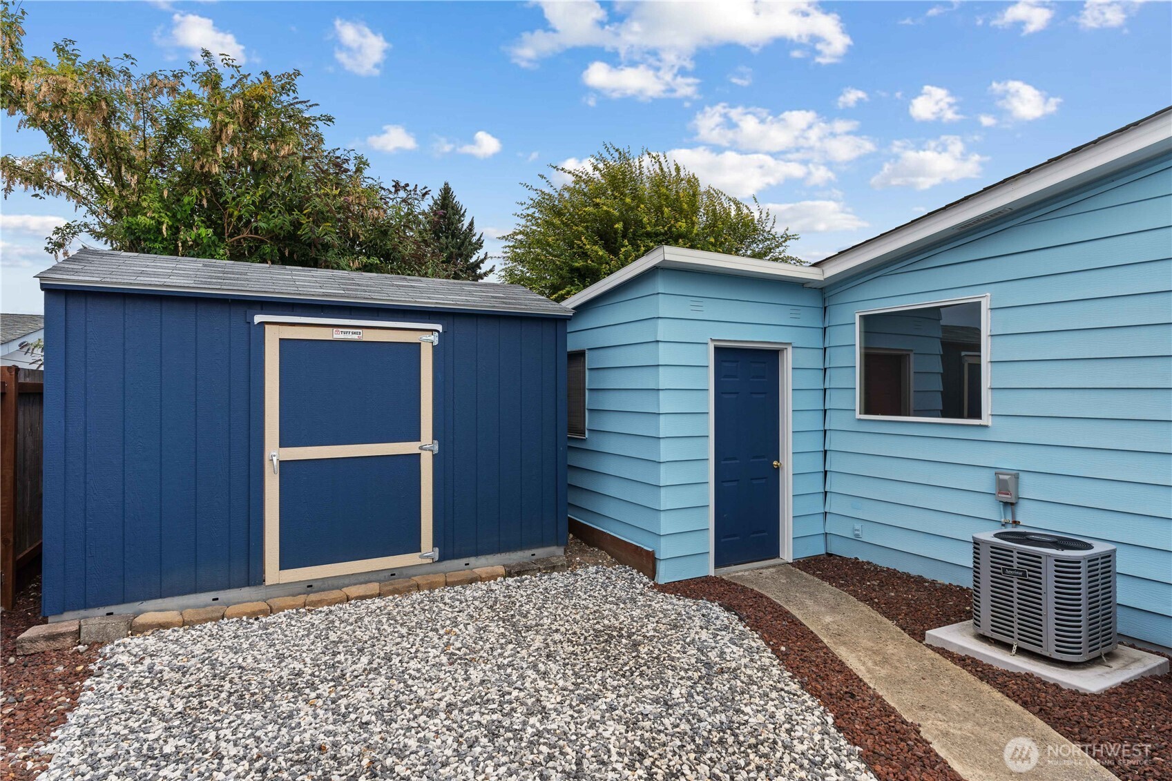 Newer Tuff Shed in the back is freshly painted.